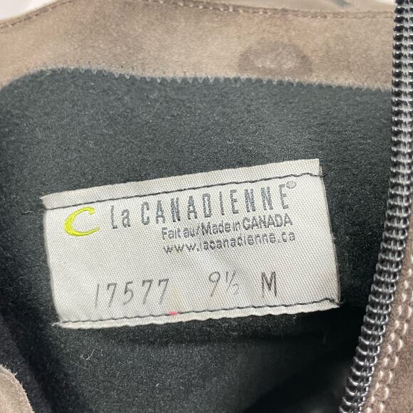 La Canadienne | Waterproof Gray Suede Leather Heel Mid Calf Booties - Picture 8 of 9